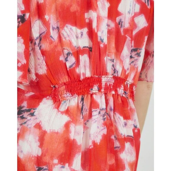 IRO Paris Arama Floral Ruffled Dress Mixed Red Womens Size 34 US 2 Silk Mini - Picture 4 of 12